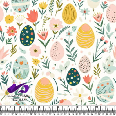 Colorful Easter Eggs and Spring Flowers Pattern