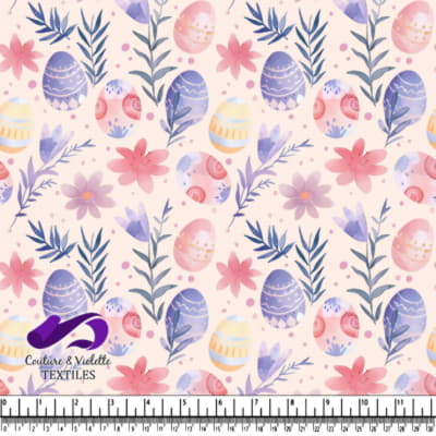 Pastel Easter Eggs and Floral Pattern