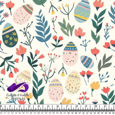 Easter Egg and Floral Spring Pattern