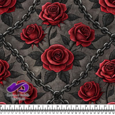 Roses Rouges Gothiques avec Motif de Chaîne