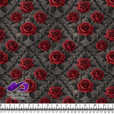 Roses Rouges Gothiques avec Motif de Chaîne