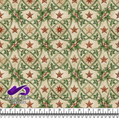 Interwoven Ivy and Star Pattern Fabric