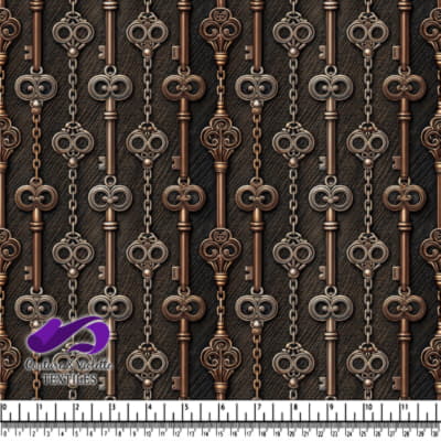 Vintage Keys on Dark Wood Background
