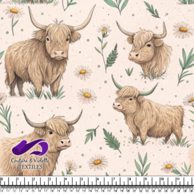 Motif Floral de Vaches des Highlands