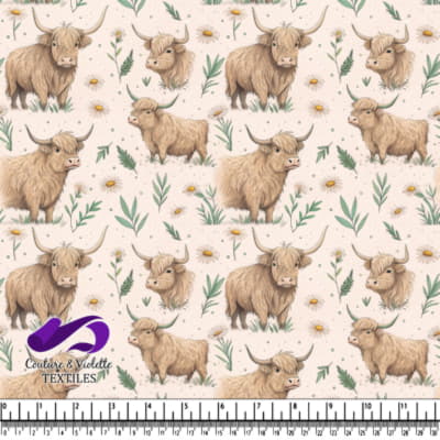 Motif Floral de Vaches des Highlands