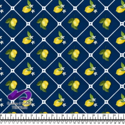 Lemon Pattern on Navy Blue Background