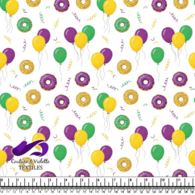Mardi Gras Donuts and Balloons Pattern