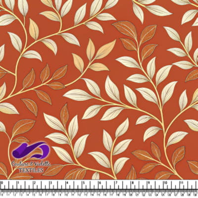 Autumn Leaves Pattern on Rust Background