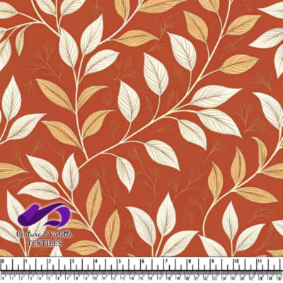 Autumn Leaves on Terracotta Background