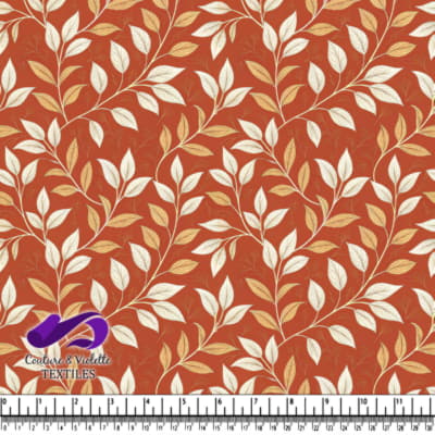 Autumn Leaves on Terracotta Background