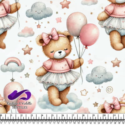 Teddy Bears with Balloons and Clouds Patterns