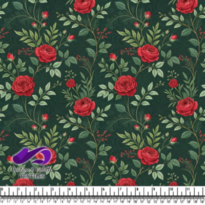 Dark Green Rose Floral Pattern