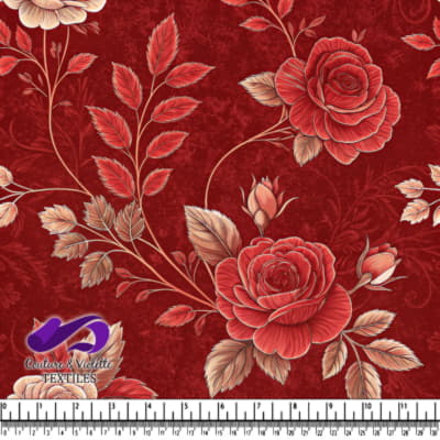 Red Vintage Roses Floral Pattern