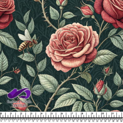 Vintage Rose Garden with Bees