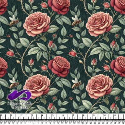 Vintage Rose Garden with Bees