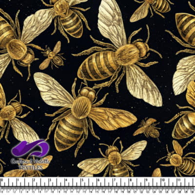 Motif d'Abeilles Dorées sur Fond Noir