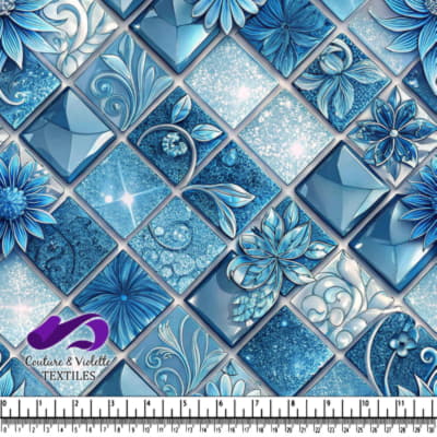 Motif de Carreaux Floraux Bleus