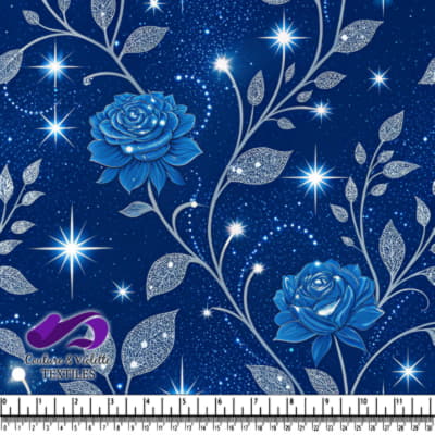 Blue Roses and Sparkling Stars Pattern
