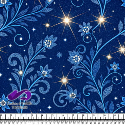 Blue Floral Galaxy Pattern