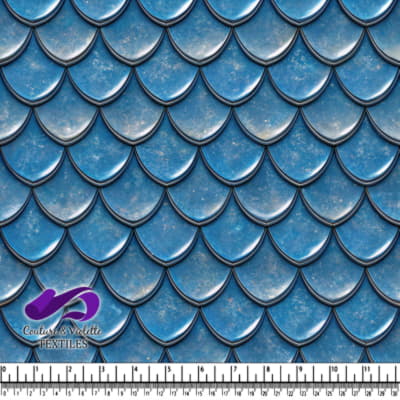 Blue Mermaid Scale Pattern Fabric