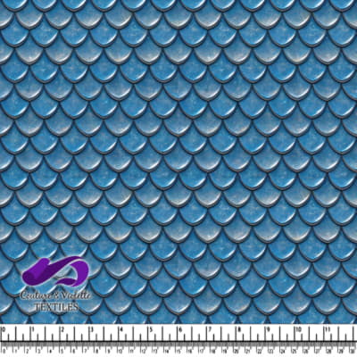 Blue Mermaid Scale Pattern Fabric