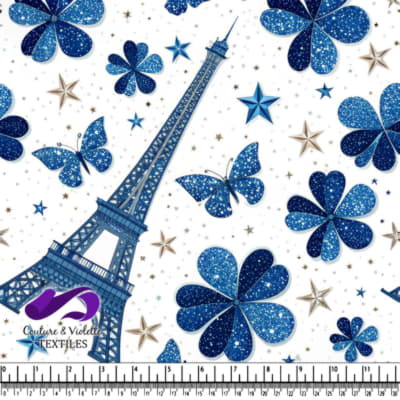 Blue Parisian Eiffel Tower Pattern