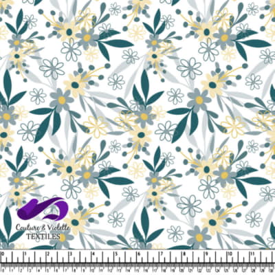 Delicate Yellow and Teal Floral Pattern