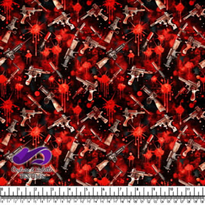 Dark Blood Splatter with Weapons Pattern