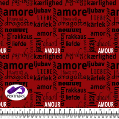 Amour - amour multilingue sur fond rouge