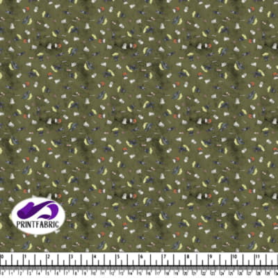 Halloween - Fantômes, chauves-souris et citrouilles sur fond olive