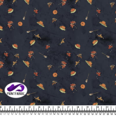 Halloween - Citrouille et balai sur fond bleu après minuit