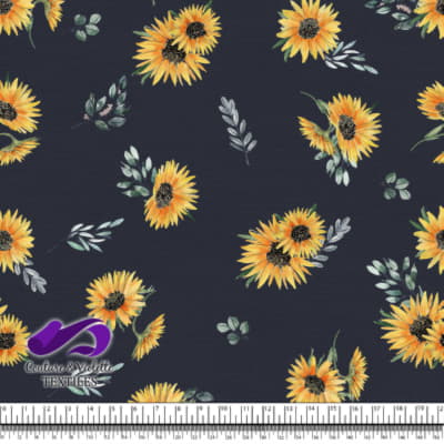 Sunflowers on after midnight blue background