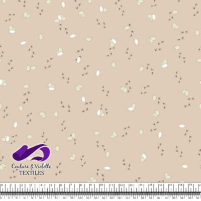 Coqs et poules - Oeufs et empreintes sur fond Tapioca