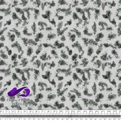 Conifères et Taches de Sauge sur Fond Blanc