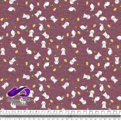 Pâques - Animaux mignons sur fond texturé hawthorn rose