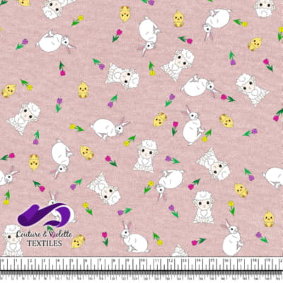 Pâques - Animaux mignons sur fond lotus texturé