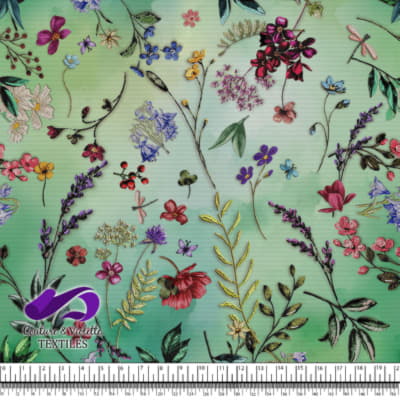 Embroidery bloom - Fleurs sauvages en broderie sur fond vert