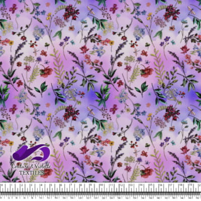 Embroidery bloom - Fleurs sauvages sur fond violet