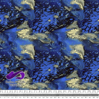 Emulsion resin - Marbre abstrait bleu et or avec textures fluides