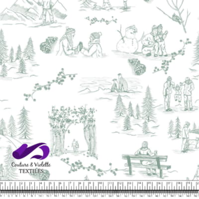 Toile de Jouy - Winter - Granite green