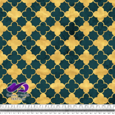 Geo art déco - Trèfles Dorés - Sarcelle Foncé