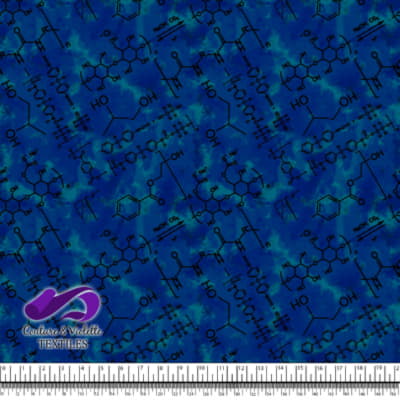 Techno - Molecules - Black on blue background