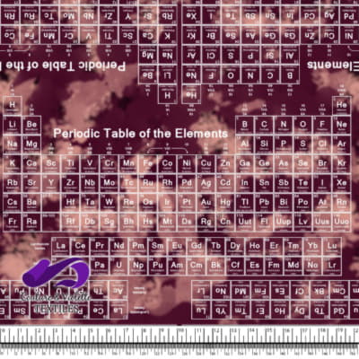 Techno - Tableau périodique - Blanc sur fond rouge