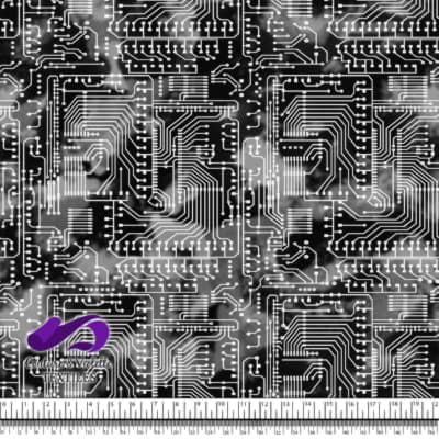 Techno - Circuit - Blanc sur fond noir