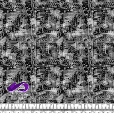 Techno - Circuit - Blanc sur fond noir