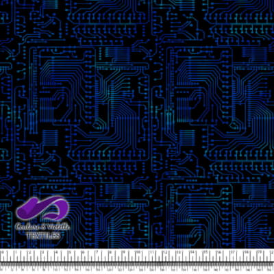 Techno - Circuit - Bleu sur fond noir