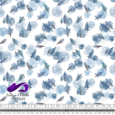 Montagne - Sapins bleus en aquarelle